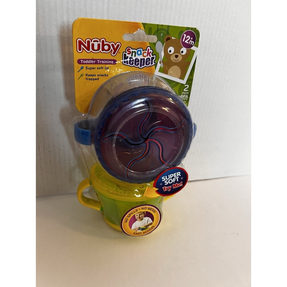 NUBY Pack Snack‎ Keeper w/ Handles, No Spills, Toddler Training, BPA Free 2 Pack